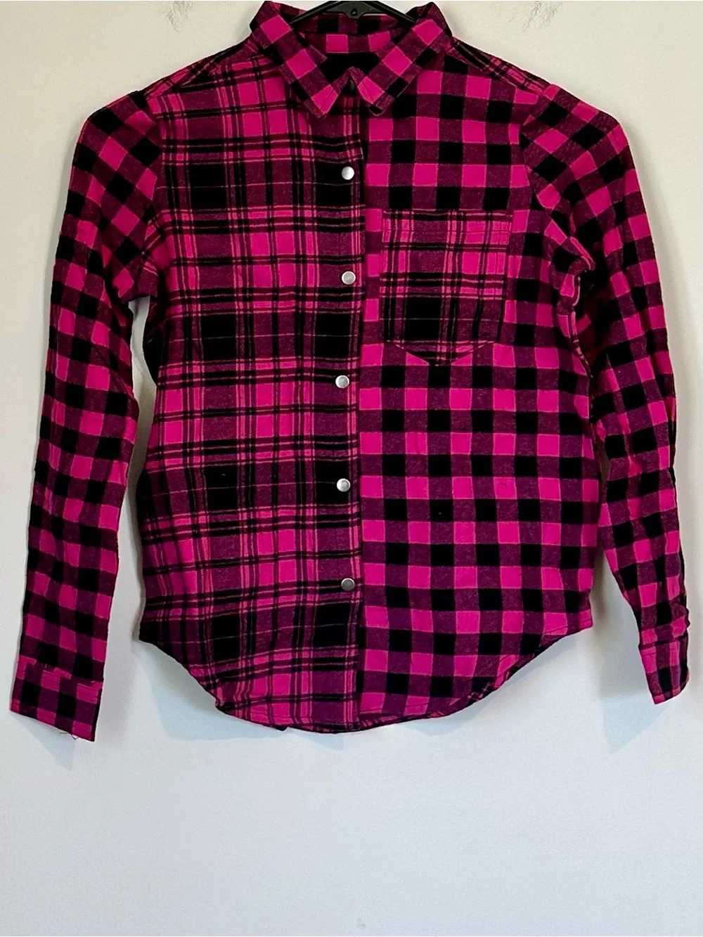 Weissman Hot Pink/Black Plaid Shirt and Faux Jeans Bottoms Dance Outfit - SC/IC